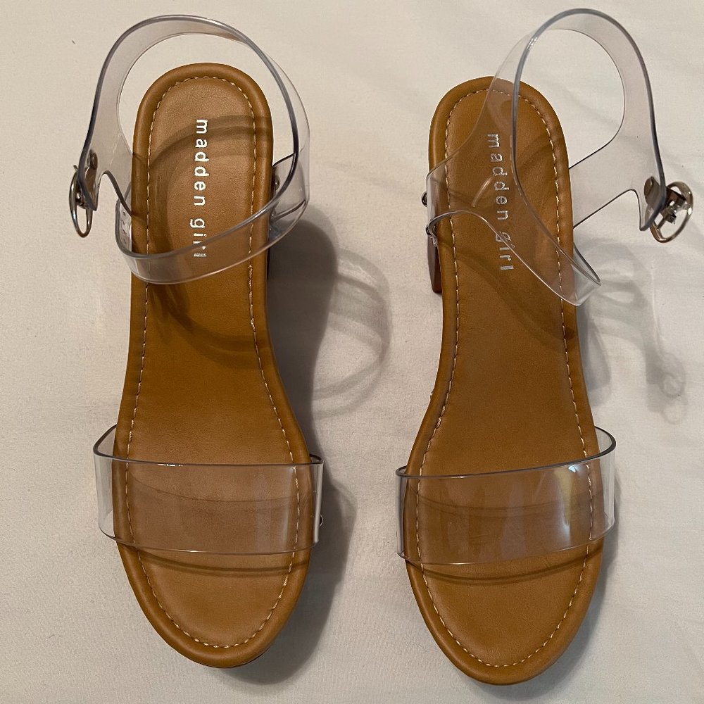 Madden Girl platform lifft sandals (Clear)